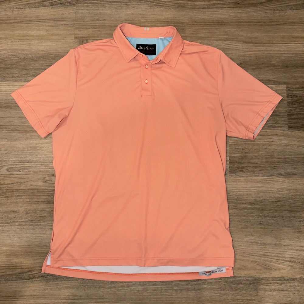Robert Graham Polo Shirt Mens XL Orange Performance Stretch Golf Tailored‎ Fit